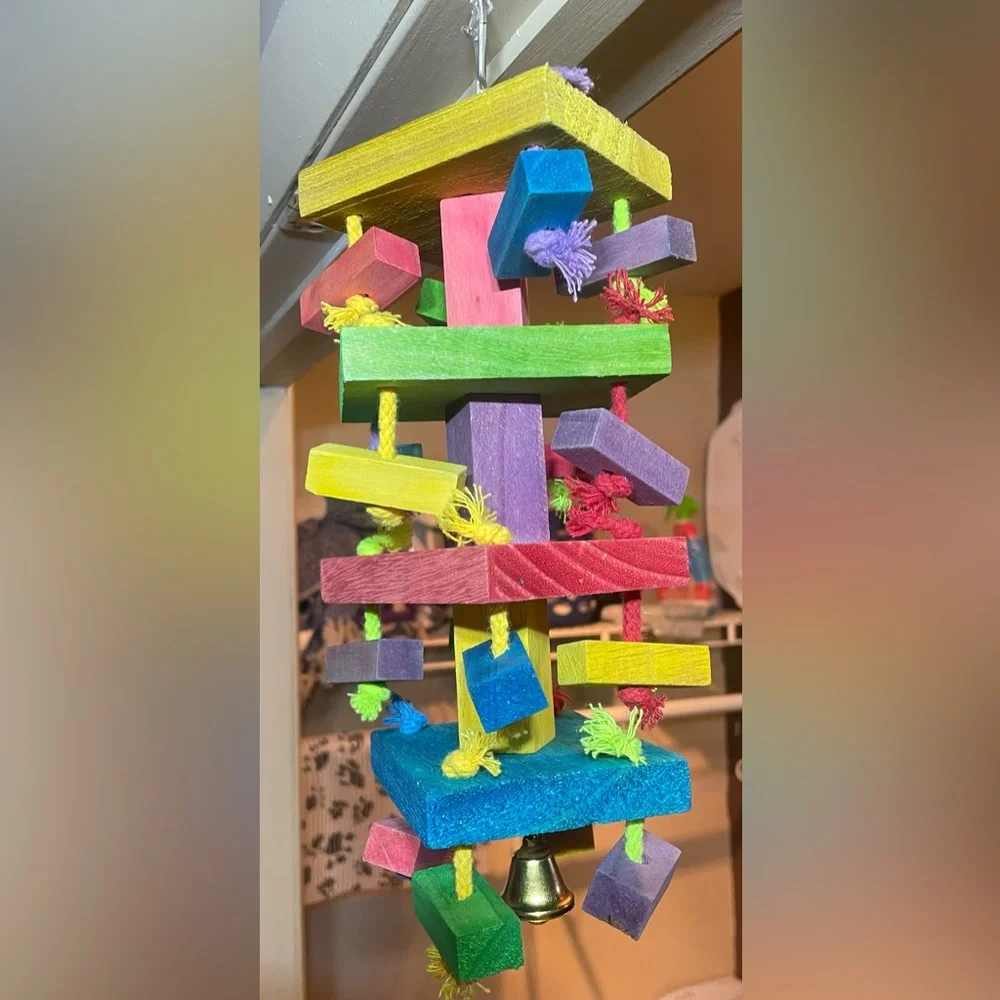 Dr Parrots New Bird toy 4 layers, bright primary colors cotton ropes